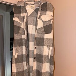 Ashley International Gray and Cream long vest